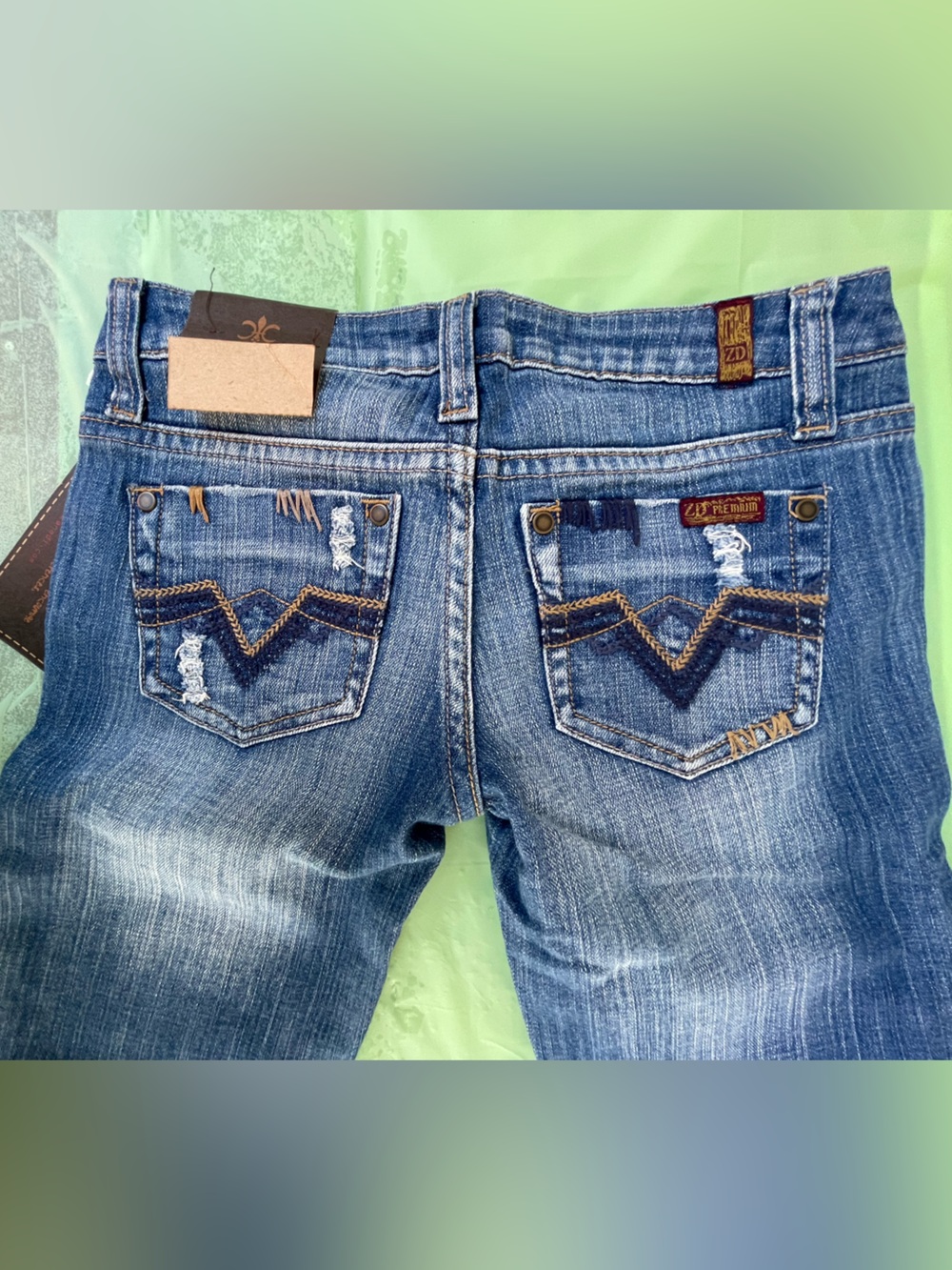 LOW RISE VINTAGE DISTRESSED Y2K ZANA DI JEANS NEW WITH TAGS SIZE 0 JUNIORS